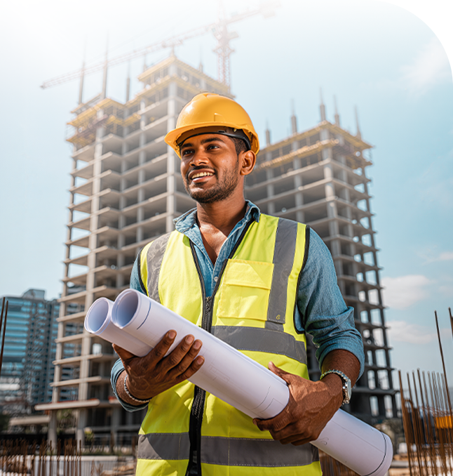 Aerial view of construction project